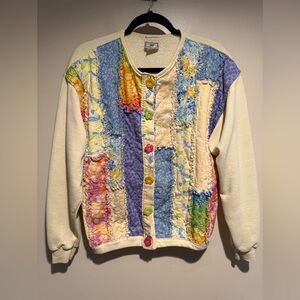 Vintage Lee Patchwork grandma sweater cardigan women’s medium